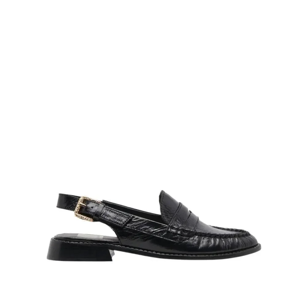 Dolce Vita Women's Black Hardi Midnight Crinkle Patent Loafer Size 10